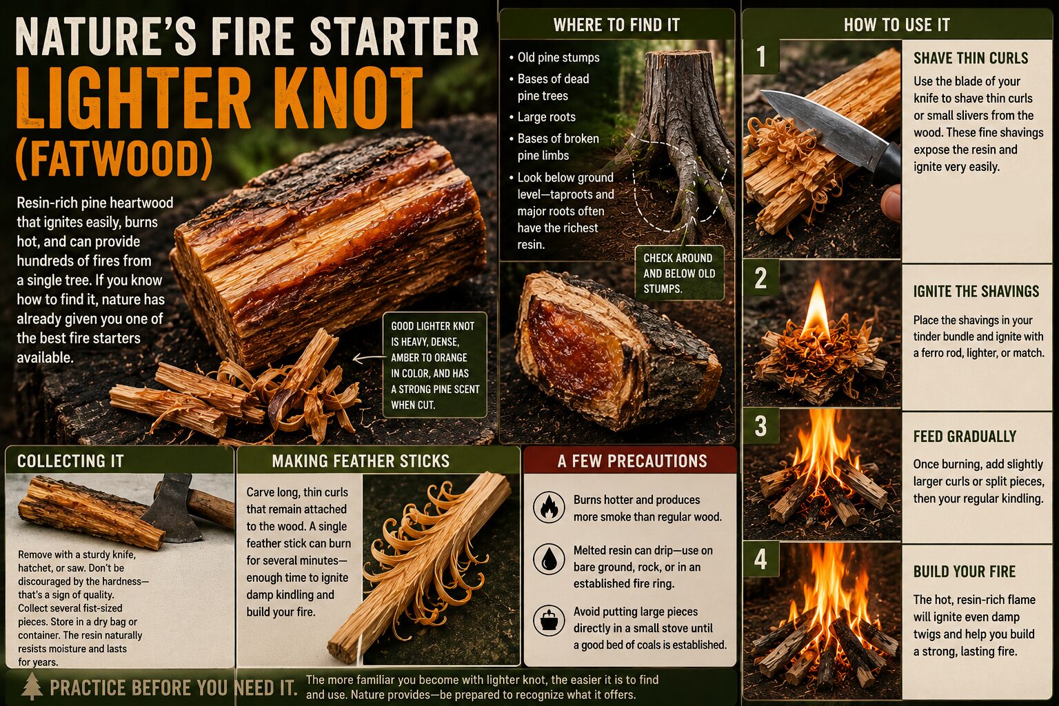 Nature’s Fire Starter: Finding and Using Fatwood (Lighter Knot)